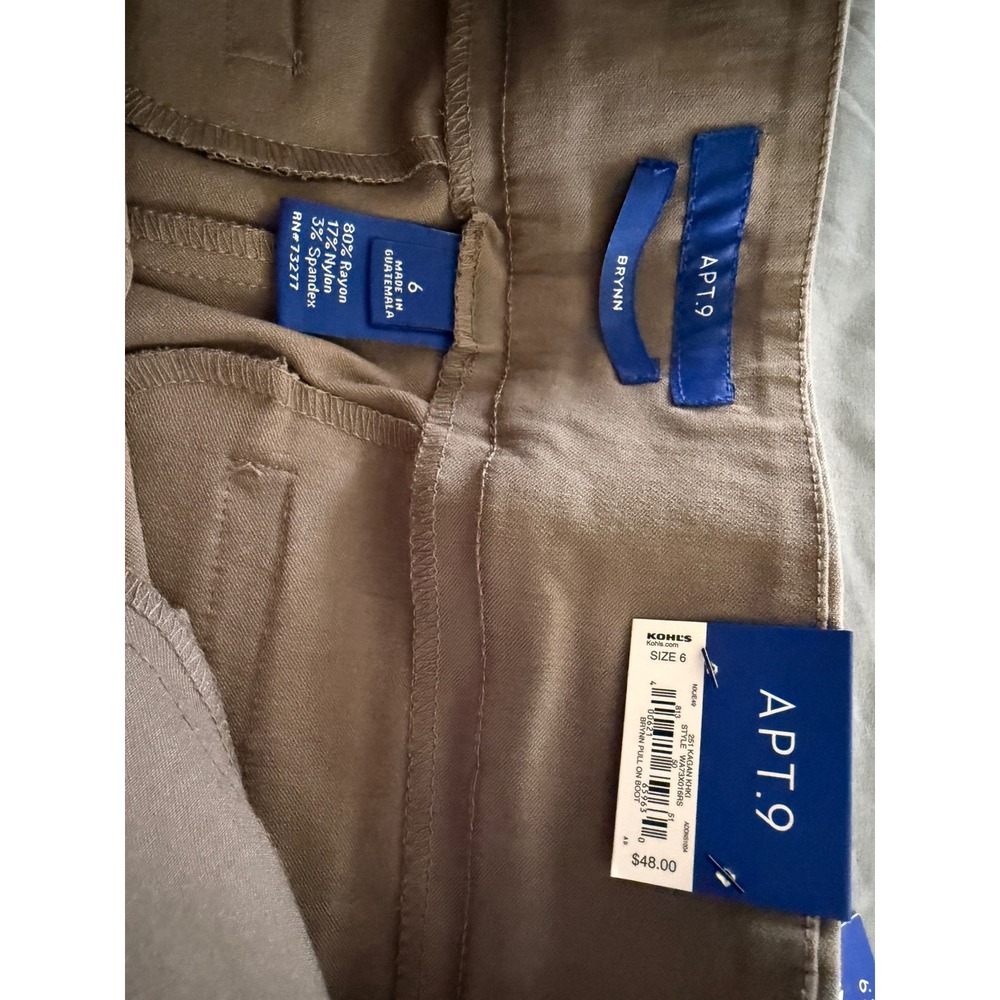 Apt. 9 Brynn Pull On Bootcut Dress Pants Kagan Khaki Taupe Size 6 NWT - Picture 3 of 6